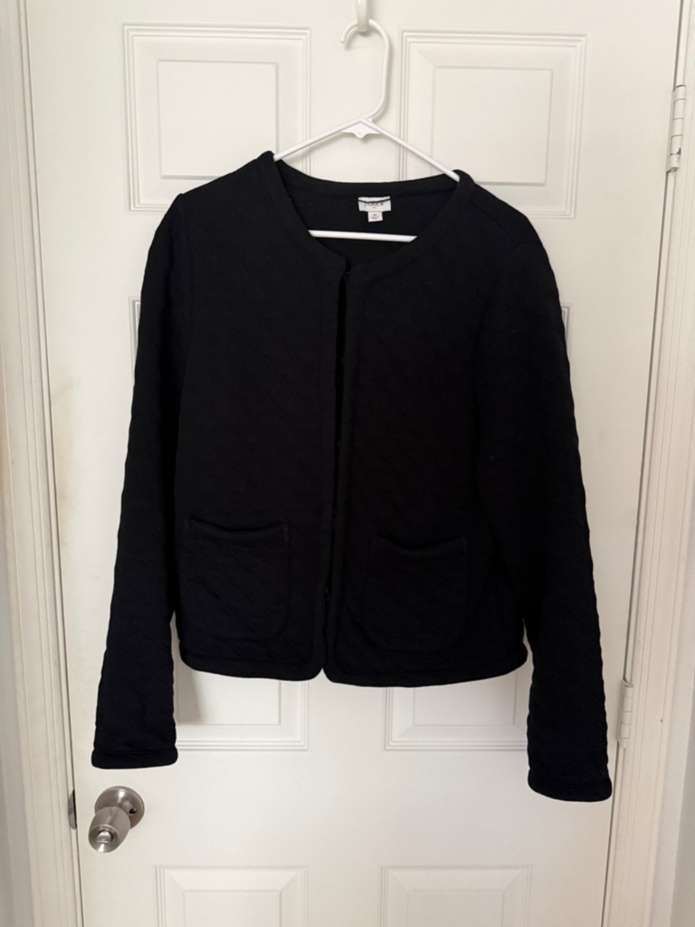 J. Crew Black Quilted Open-Front Blazer